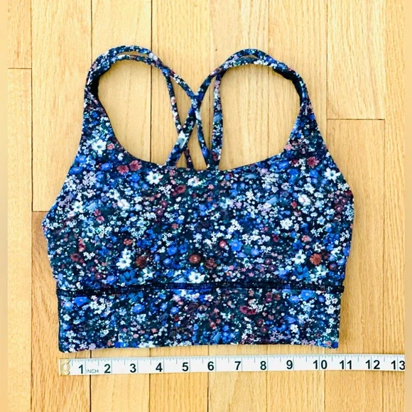 Lululemon Energy Longline Bra Medium Support B-D Size 4 in Flower Burst Multi - Picture 4 of 8